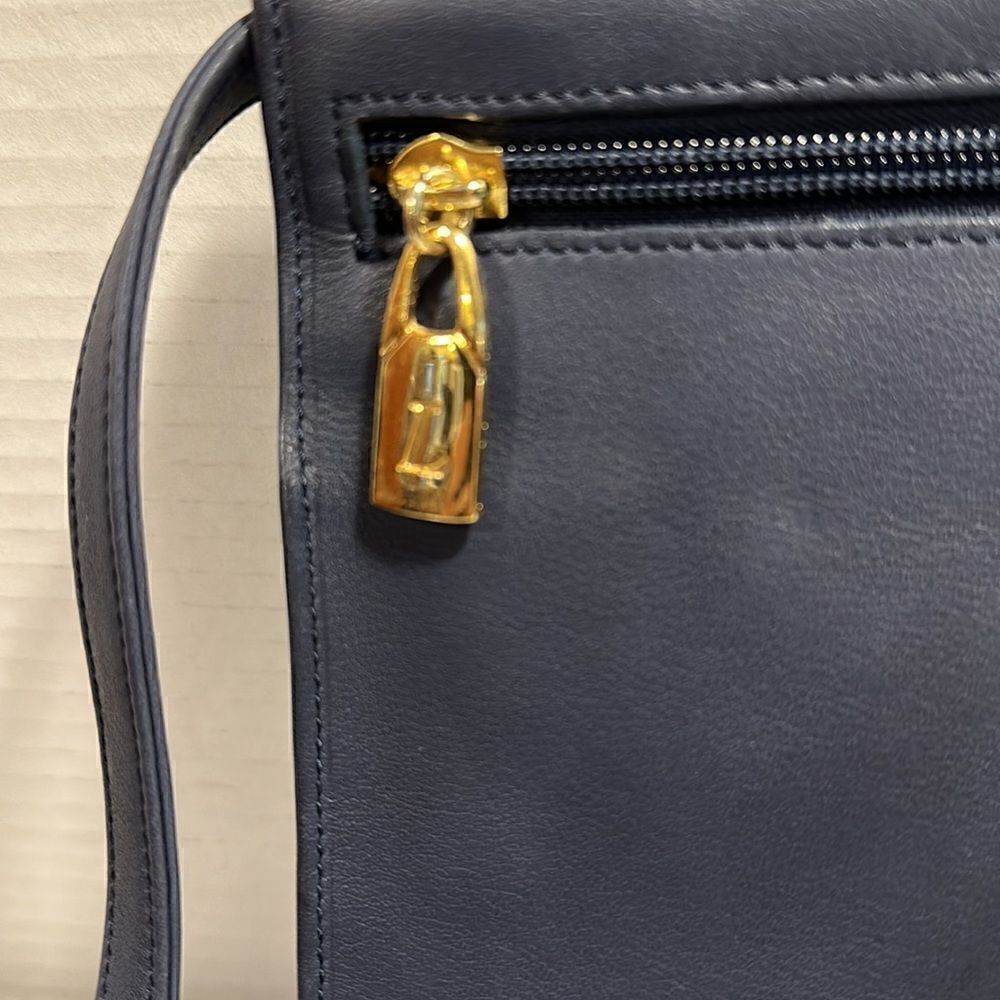 Louvier Paris blue leather crossbody wallet traveling - Picture 11 of 12